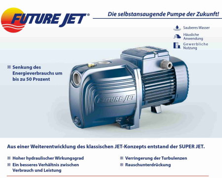 Preview: Hauptvorteile der Pedrollo Future JETm 2A Jetpumpe: leise, energiesparend, wartungsarm